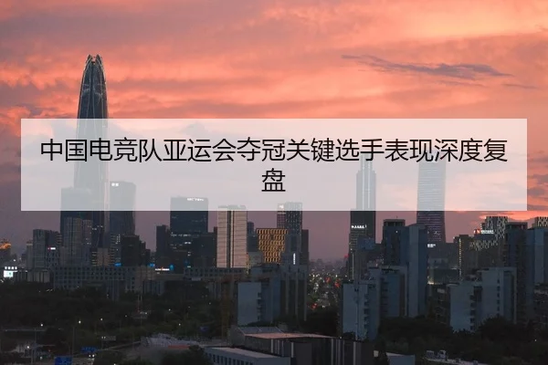 中国电竞队亚运会夺冠关键选手表现深度复盘